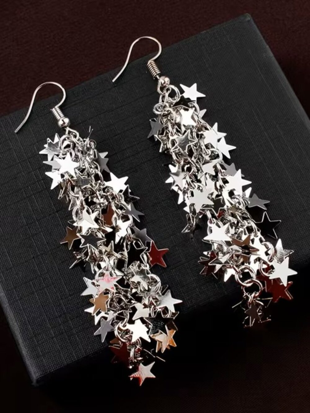 Dazzling Galaxy Star Waterfall Tassel Exaggerated Earrings Z325